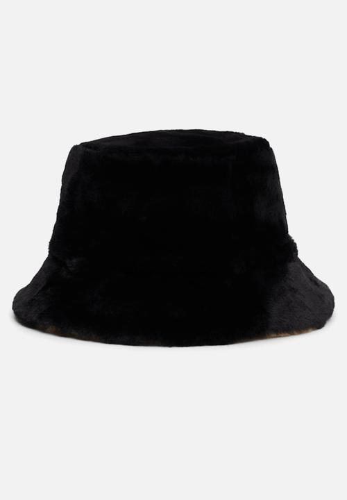 Tommy Hilfiger - Linear fur bucket hat - black