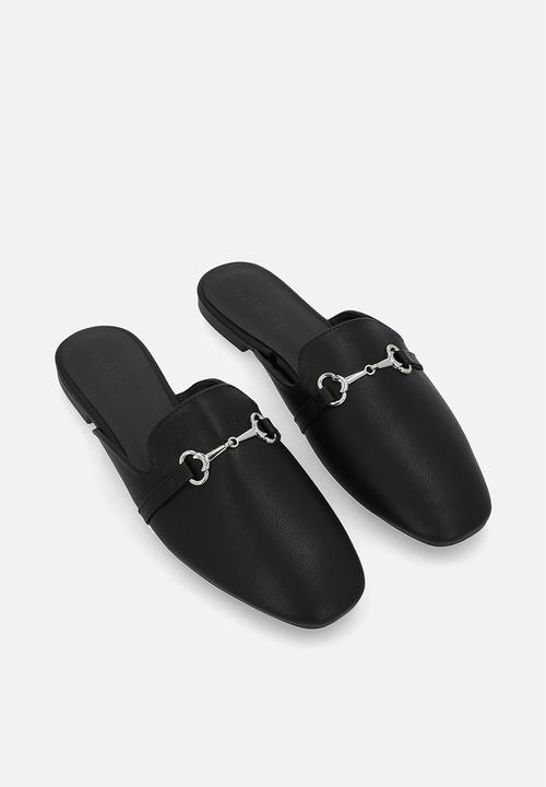 Cotton On - Sophie Slipper Cut Loafer Mule- Black/Silver