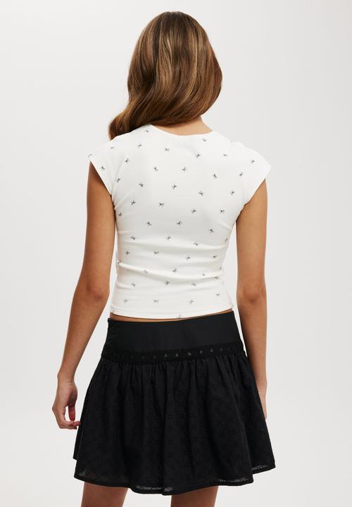 Cotton On - Broderie Ribbon Mini Skirt - Black