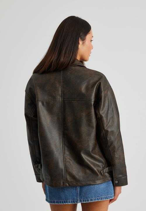 Factorie - Celes Oversize Pu Jacket - Brown