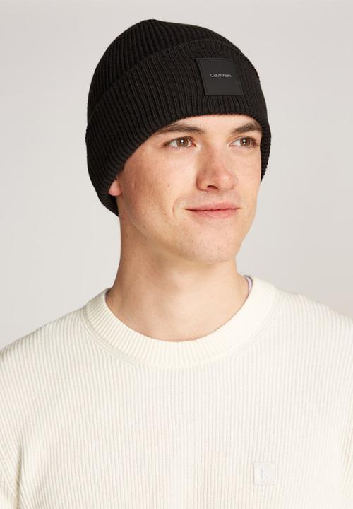 Calvin Klein - Cotton/Wool Fine Rib Beanie - Ck Black