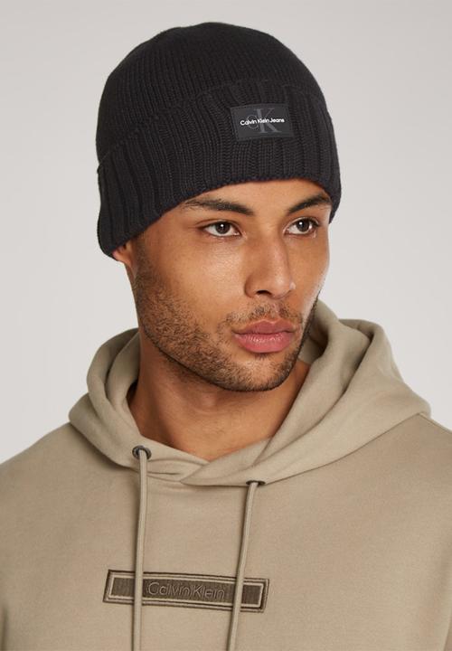 Calvin Klein - Mono Logo Patch Beanie Rub - Black