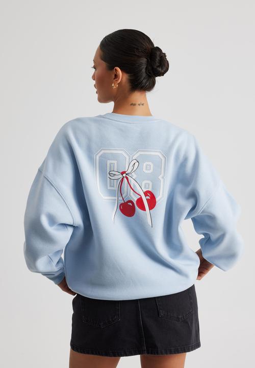 Factorie - Kendall Slouchy Crew - Cloud Blue/08 Cherry