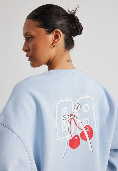 Factorie - Kendall Slouchy Crew - Cloud Blue/08 Cherry