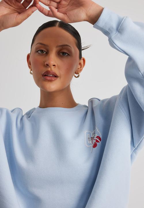 Factorie - Kendall Slouchy Crew - Cloud Blue/08 Cherry