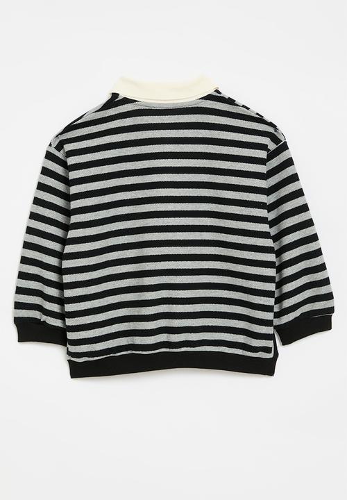 Pop Candy - Striped sweat top - black & grey