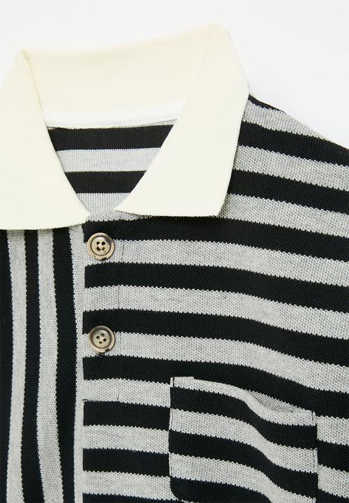 Pop Candy - Striped sweat top - black & grey