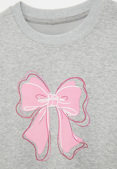 Pop Candy - Bow print sweat top - grey