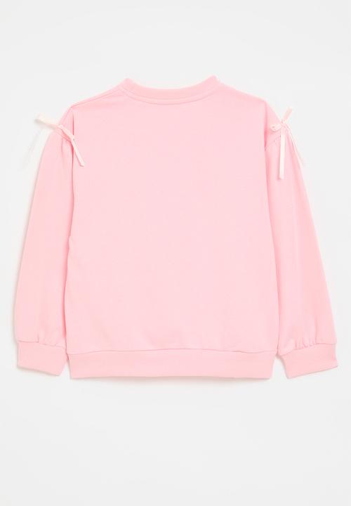 Pop Candy - Bow applique sweat top - pink