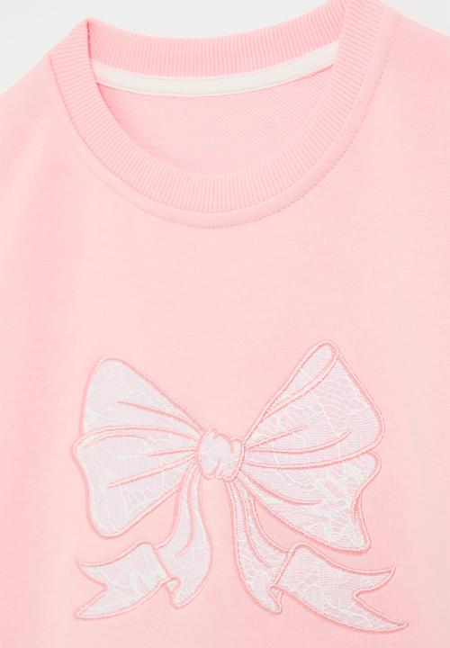 Pop Candy - Bow applique sweat top - pink
