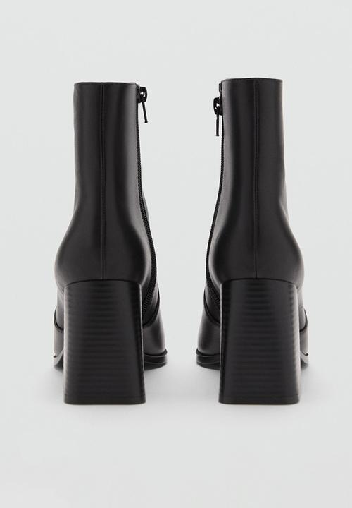MANGO - Pala leather ankle boot - black