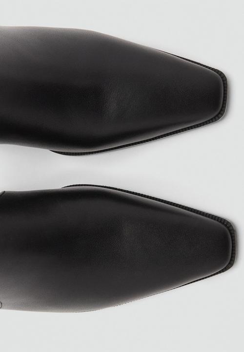 MANGO - Pala leather ankle boot - black