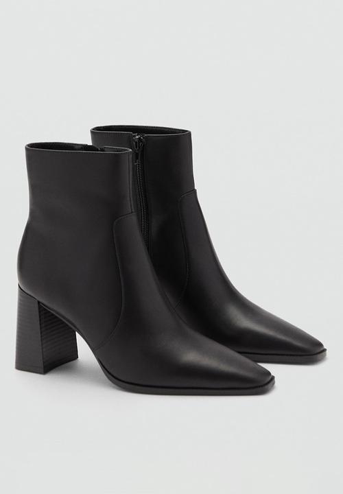 MANGO - Pala leather ankle boot - black
