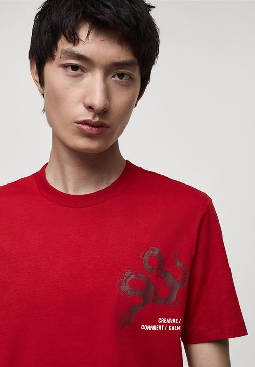 MANGO - T-Shirt Garter - Red