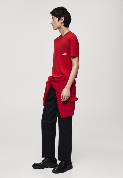 MANGO - T-Shirt Garter - Red