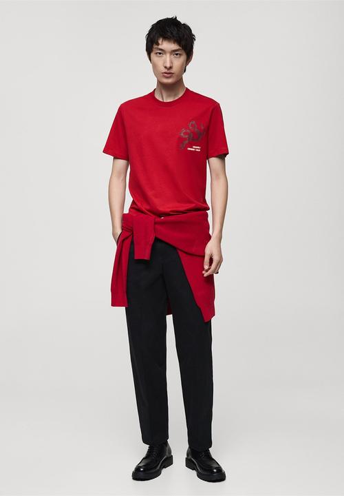 MANGO - T-Shirt Garter - Red