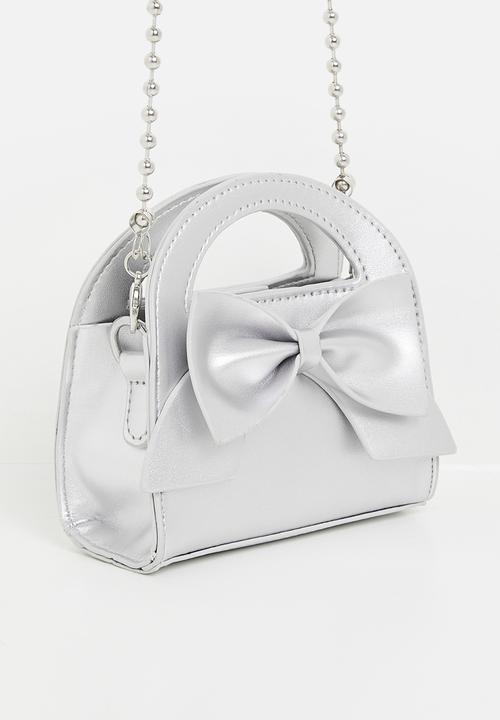 Pop Candy - Bow décor hand bag - silver