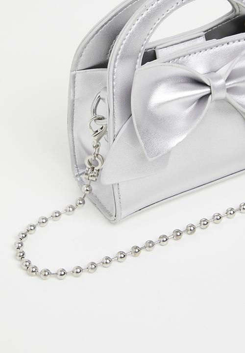 Pop Candy - Bow décor hand bag - silver