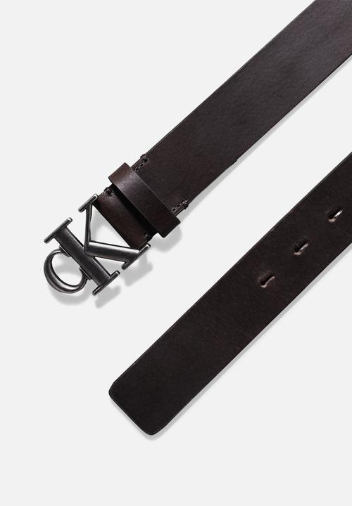Calvin Klein - Round Mono Plaque Lthr Belt 35Mm - Bitter Brown