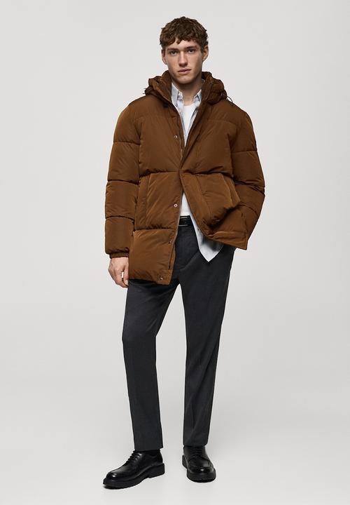 MANGO - Campi water-repellent hooded quilted anorak Jacket - Tobacco-Brown