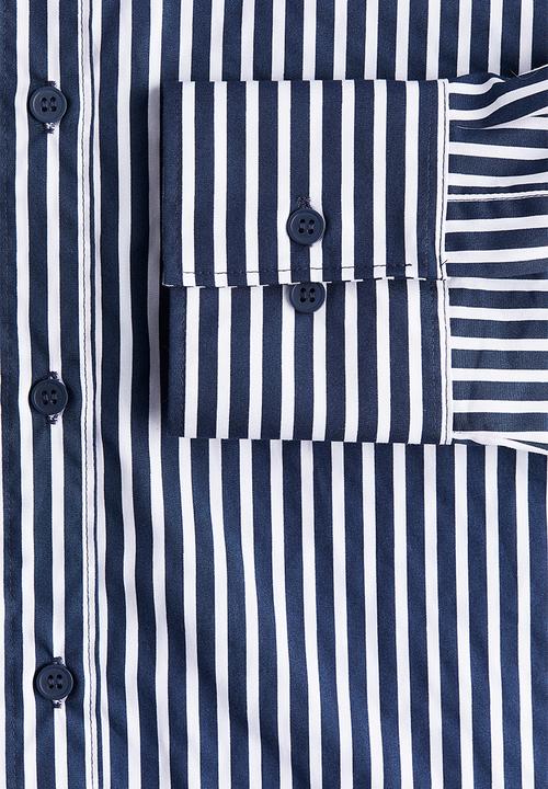 H&M - Poplin shirt - navy blue striped