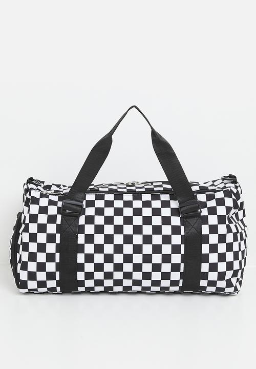 Pop Candy - checker board duffel bag - black & white 