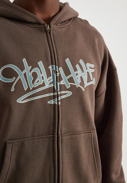Half half zip thru hoodie - hh cedar/grafitti