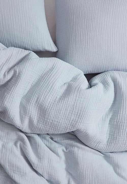 H&M - Muslin double/king duvet cover set - light dusty blue