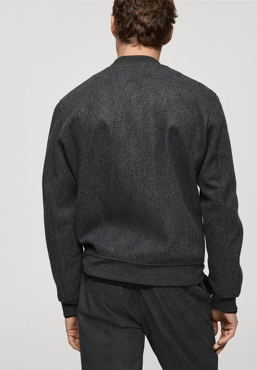 MANGO - Regular-fit flannel bomber jacket - dark grey