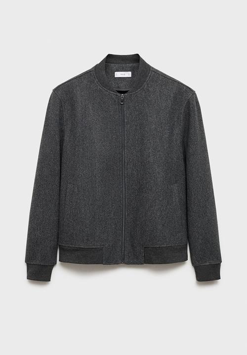 MANGO - Regular-fit flannel bomber jacket - dark grey