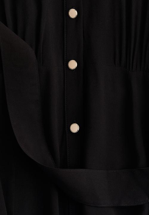 H&M - Tie-belt shirt dress - black