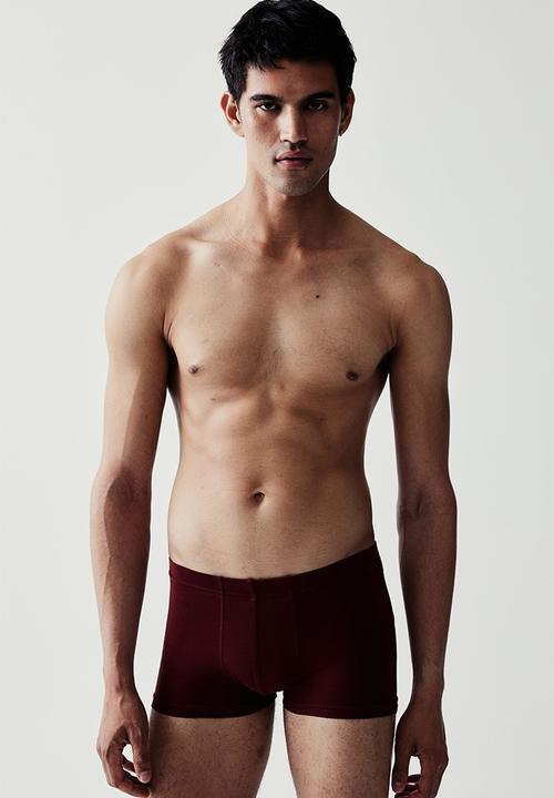 H&M - 3-pack short cotton trunks - Red,Grey,Black