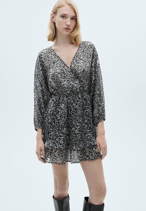MANGO - Dress leopard - black