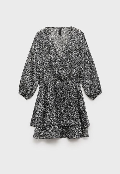 MANGO - Dress leopard - black