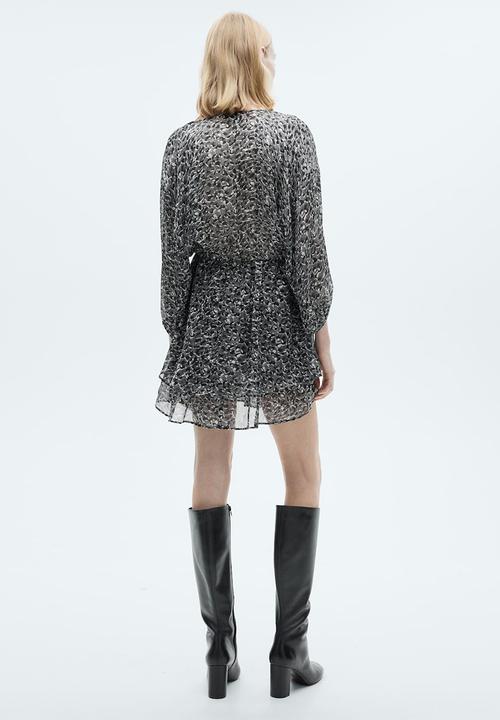 MANGO - Dress leopard - black