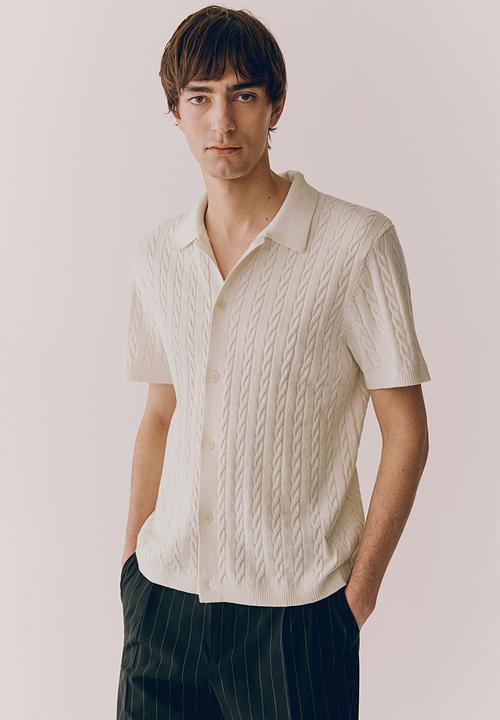 H&M - Regular fit cable-knit shirt - White
