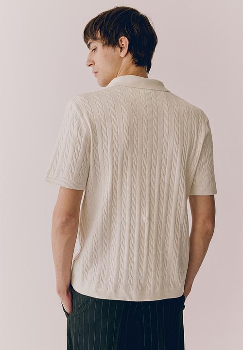 H&M - Regular fit cable-knit shirt - White
