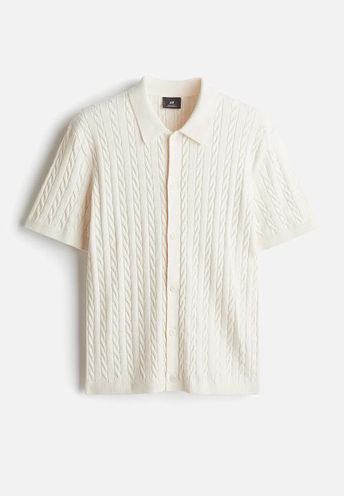 H&M - Regular fit cable-knit shirt - White