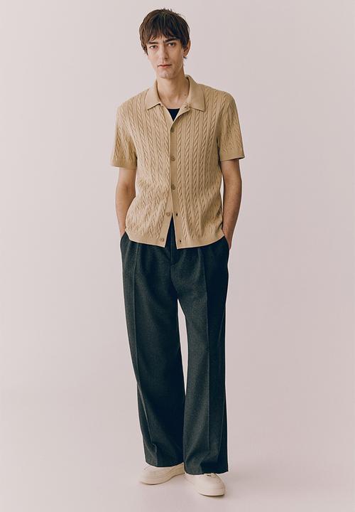 H&M - Regular fit cable-knit shirt - Beige