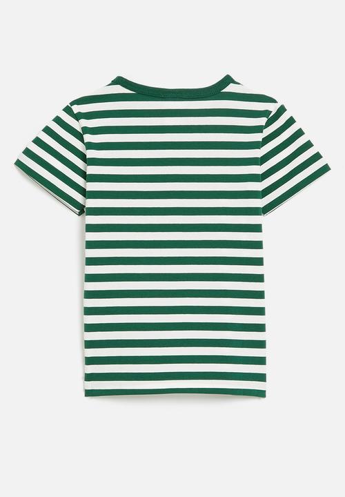 Pop Candy - Striped tee-green & white