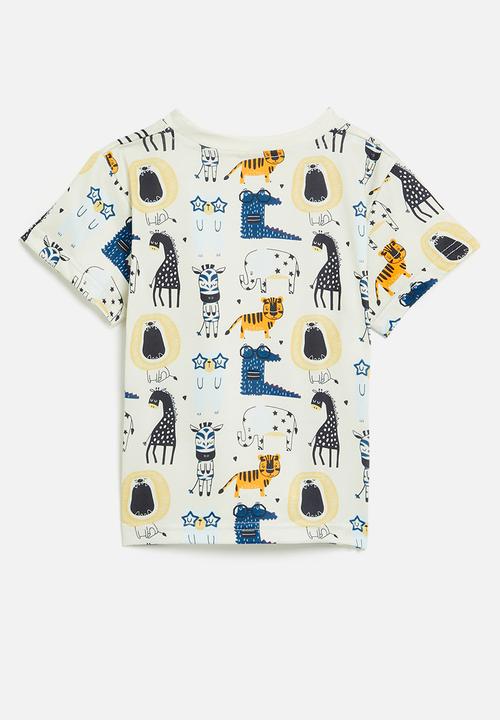 Pop Candy - Animal printed tee - ecru & multi 