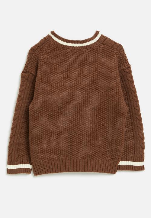 Pop Candy - Button down cardigan - rust & white