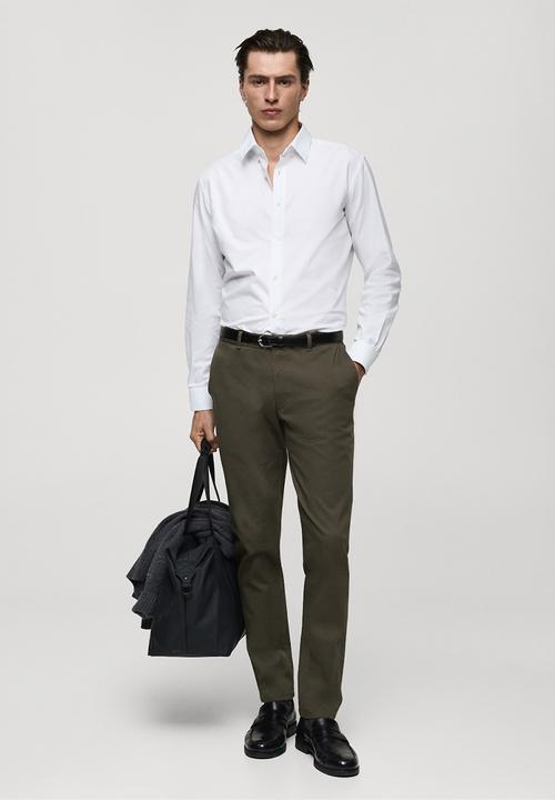 MANGO - Trousers barna - khaki
