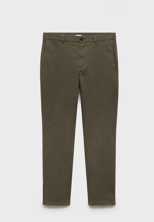 MANGO - Trousers barna - khaki