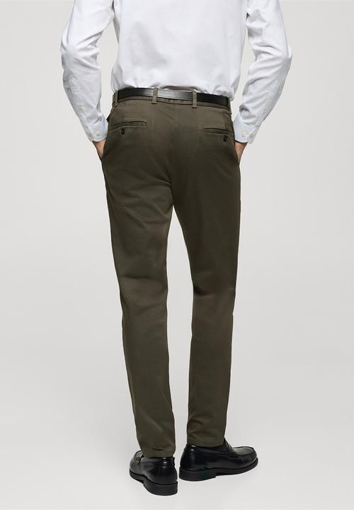 MANGO - Trousers barna - khaki