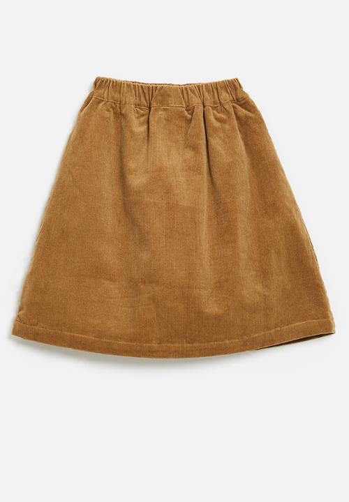 Pop Candy - Button down cord skirt-brown