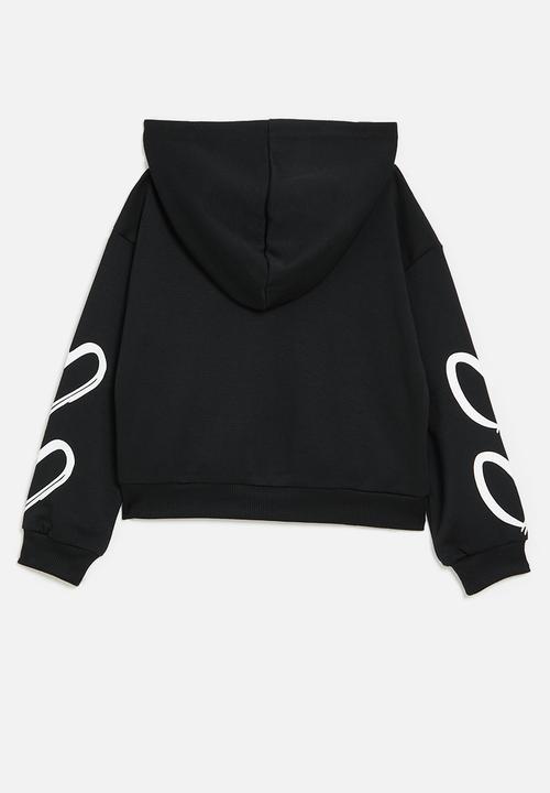 Pop Candy - Heart print hoodie - black