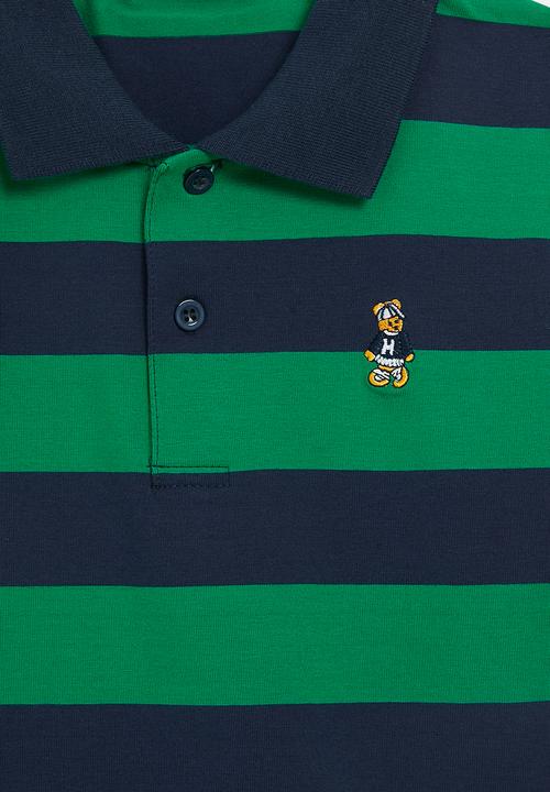 Pop Candy - Striped golf shirt-green & navy blue