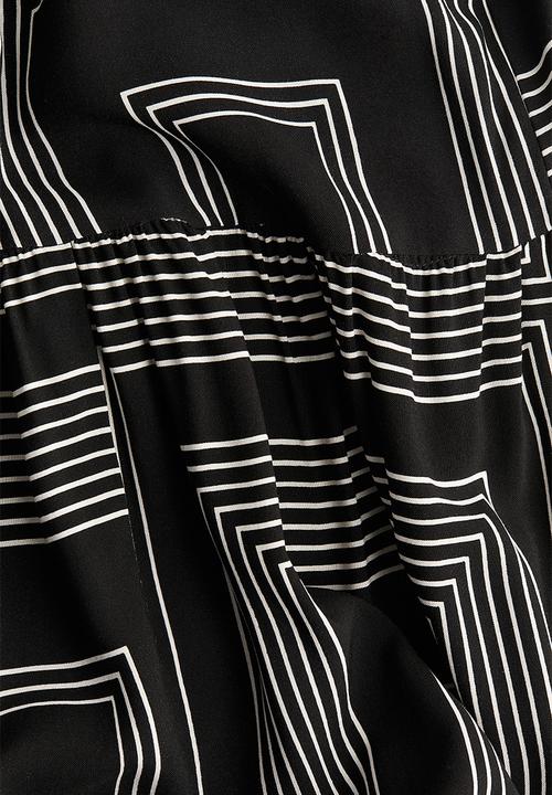 H&M - Midi shirt dress - black/patterned