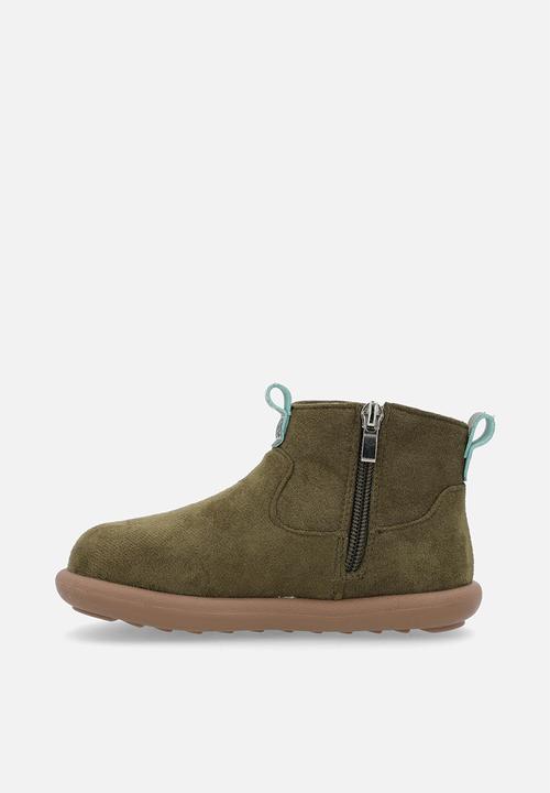 Pop Candy - Faux suede boots - olive green